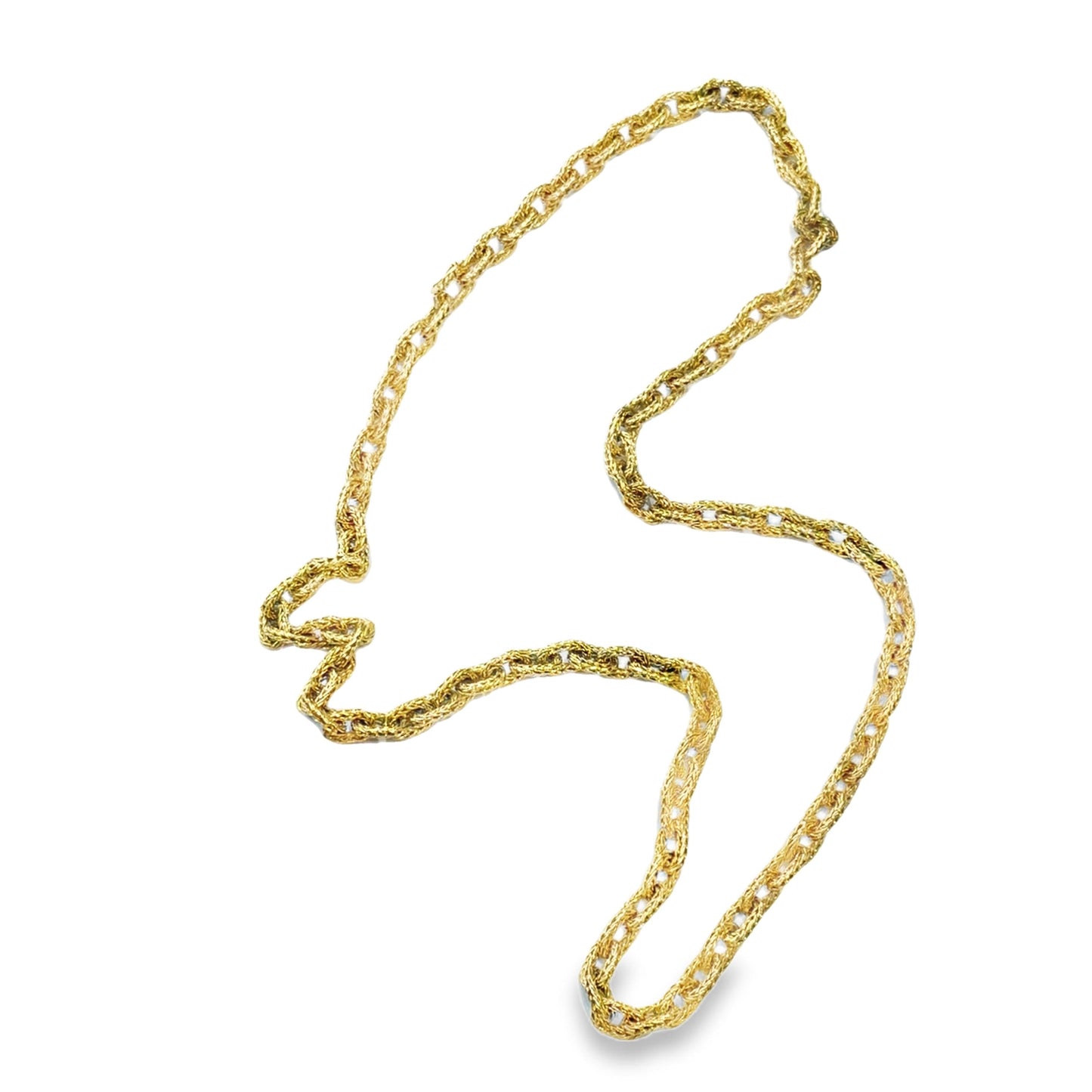 18k Yellow Gold  textured Links Chain