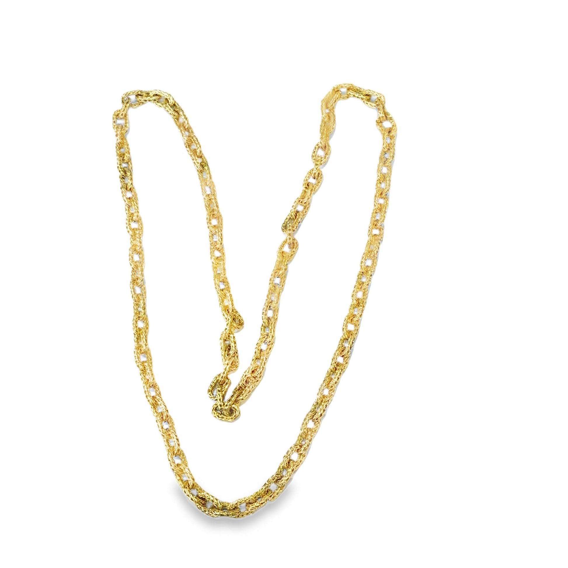 18k Yellow Gold  textured Links Chain