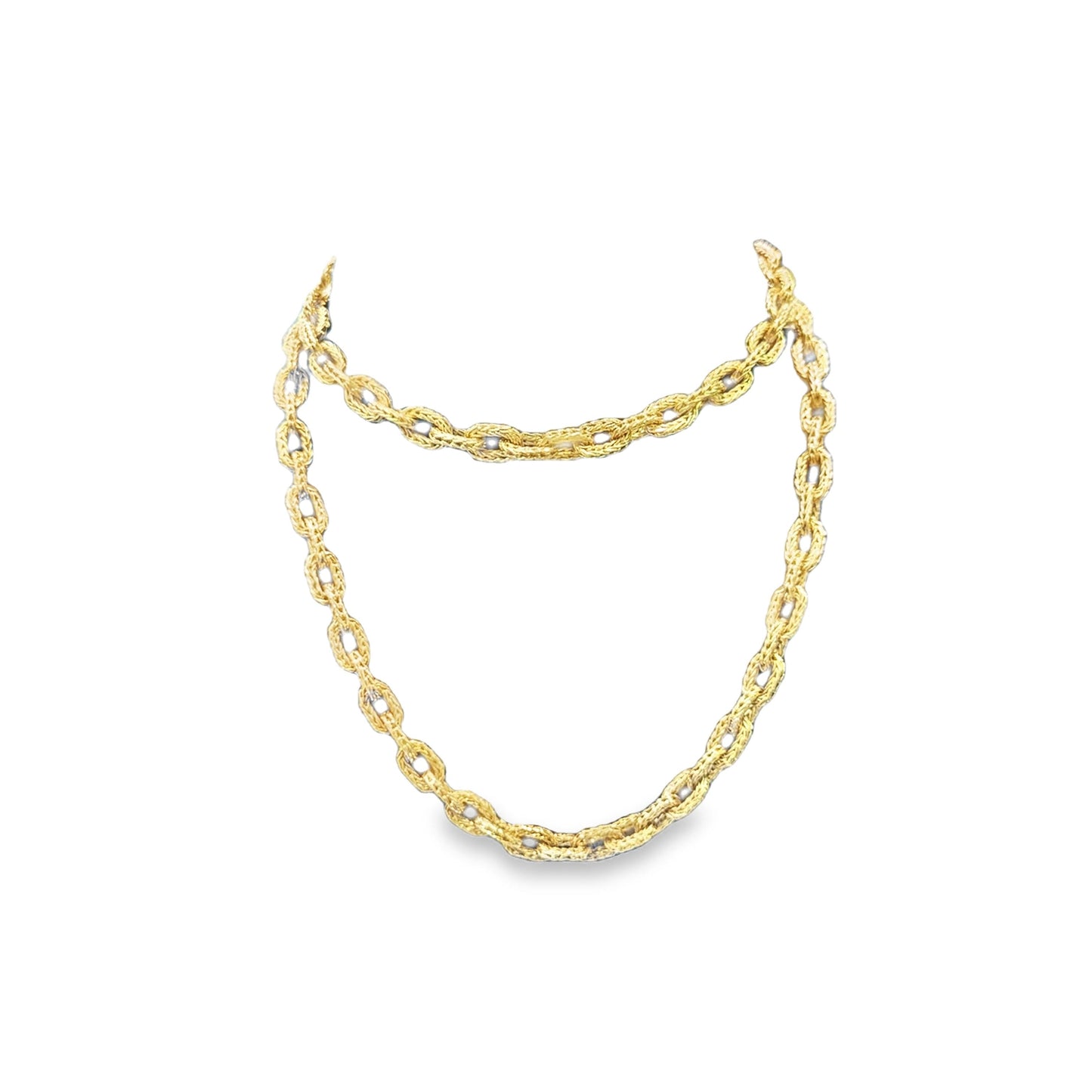 18k Yellow Gold  textured Links Chain