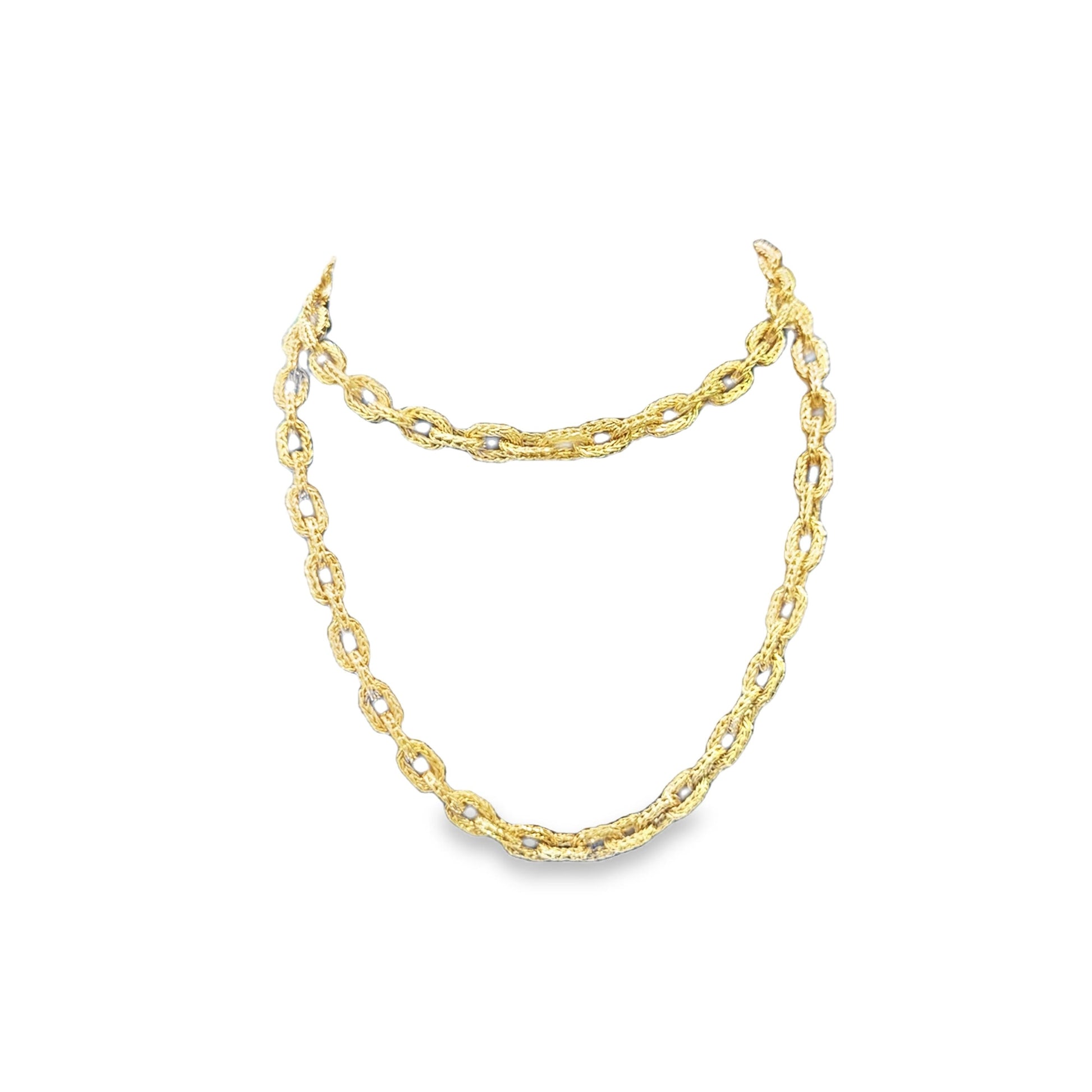 18k Yellow Gold  textured Links Chain