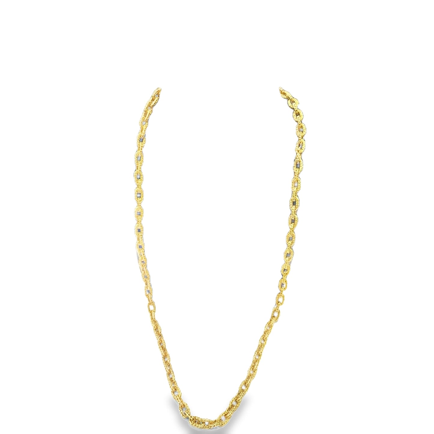 18k Yellow Gold  textured Links Chain