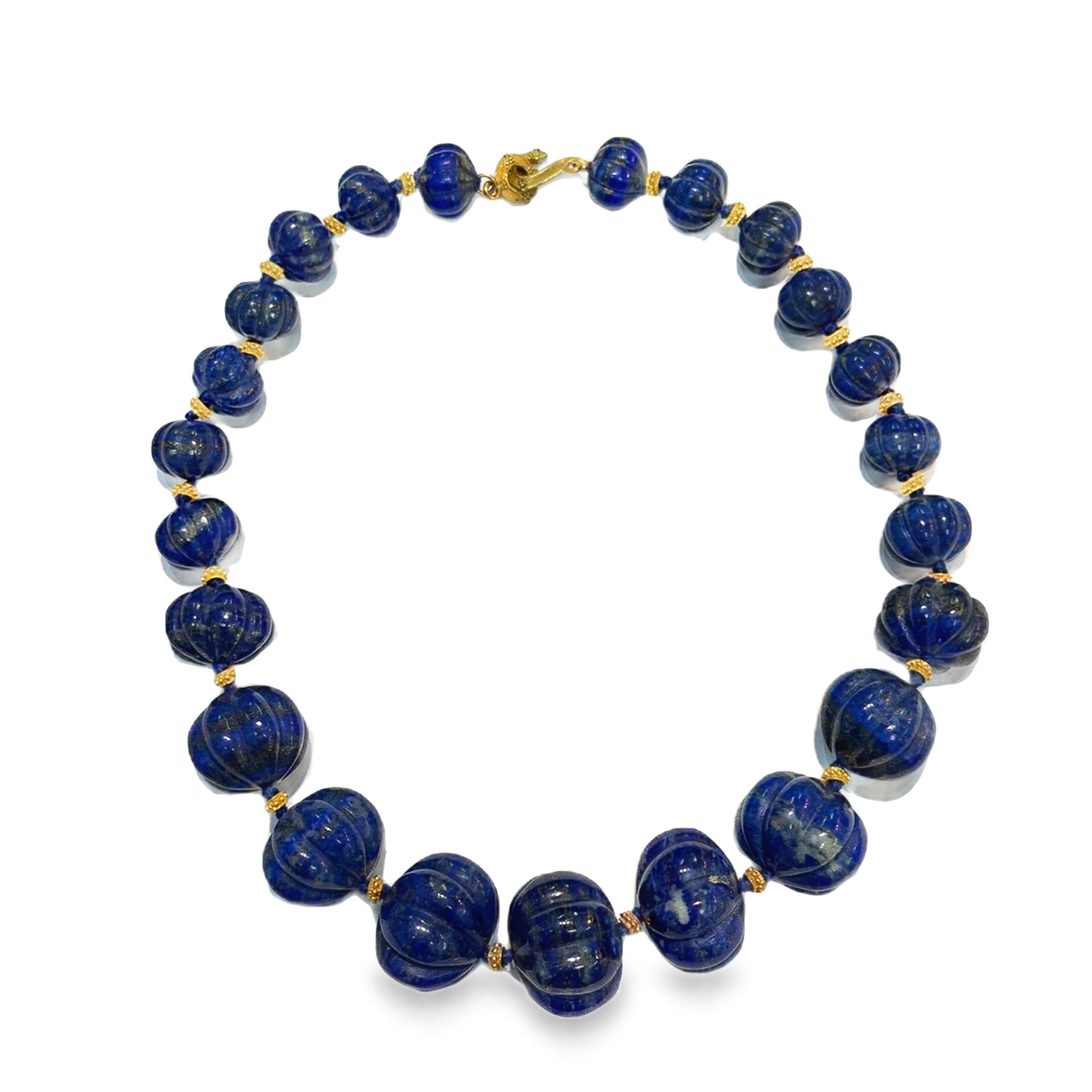 Lapis Lazuli Melon Cut Necklace