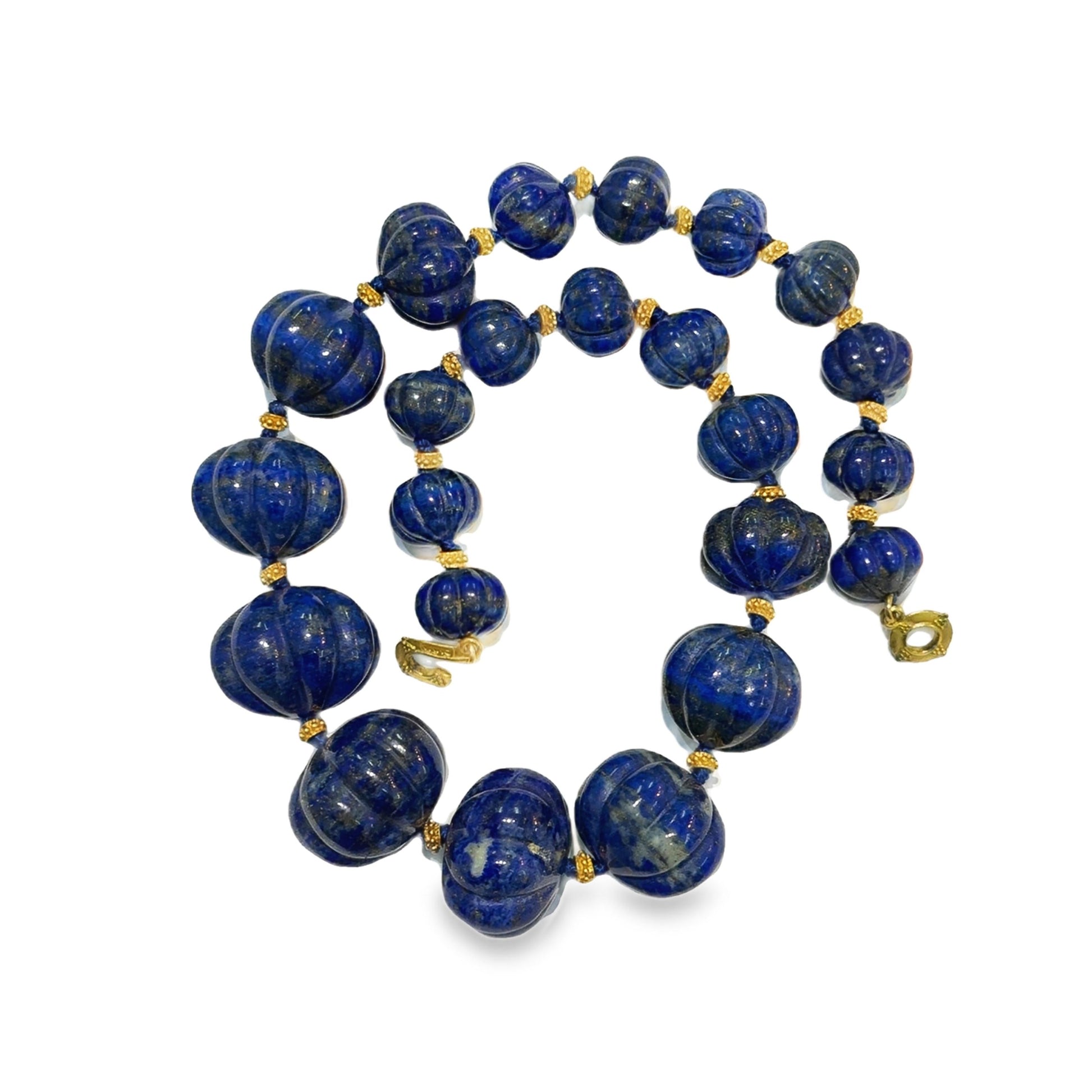 Lapis Lazuli Melon Cut Necklace