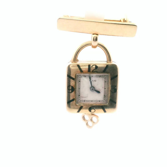 14KY Paul Flato 1940s Enamel Gold lapel Watch  - 12GRAM