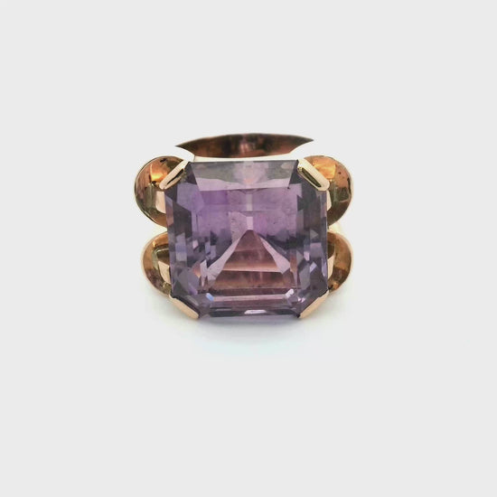 18K Yellow Gold Amethyst Ring Made in France